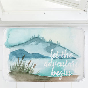 Moderne Aquarellnatur Das Abenteuer beginnt Badematte
