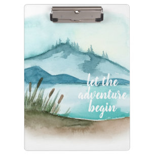 Moderne Aquarellnatur Das Abenteuer beginnt Klemmbrett