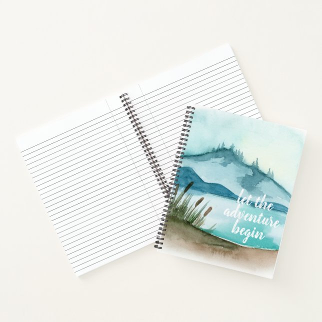Moderne Aquarellnatur Das Abenteuer beginnt Notizbuch (Innenseite)