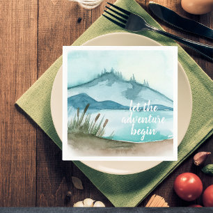 Moderne Aquarellnatur Das Abenteuer beginnt Serviette