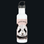 Moderne Aquarellpanda mit Namen und Pastellrosa Edelstahlflasche<br><div class="desc">Moderne Aquarellpanda mit Namen und Pastellrosa</div>