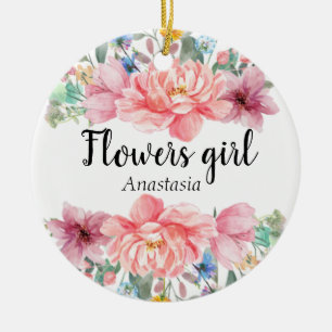 Moderne Aquarellpinken-Blume Keramik Ornament