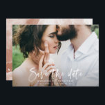 Moderne Aquarellschrift Schrift Hochzeit einfach Save The Date<br><div class="desc">Moderne Aquarellschrift Schrift Hochzeit speichern das Datum Ankündigung Fotokarte. Modernes Design auf Trend Rost Terrakotta.</div>