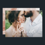 Moderne Aquarellschrift Schrift Hochzeit einfach Save The Date<br><div class="desc">Moderne Aquarellschrift Schrift Hochzeit speichern das Datum Ankündigung Fotokarte. Modernes Design auf Trend Rost Terrakotta.</div>
