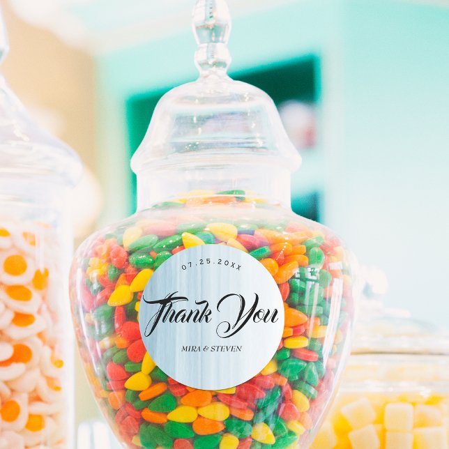 Moderne Aquarellstrandhochzeit danke Runder Aufkleber (Von Creator hochgeladen)