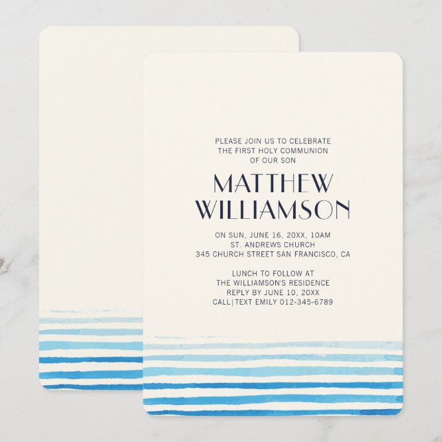 Moderne Aquarellstreifen - Einladung (Vorne/Hinten)