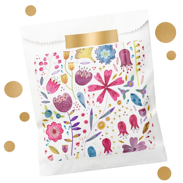 Moderne Aquarelltasche Geschenktütchen (Watercolor floral pattern modern paper favor bags)