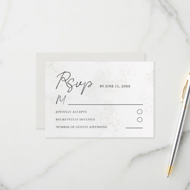 Moderne Aquarelltextur Hochzeitsszenierung RSVP Karte (Vorderseite/Rückseite Beispiel)
