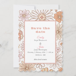 Moderne Aquarelltonröhre Rosa Blütenblüte Save The Date
