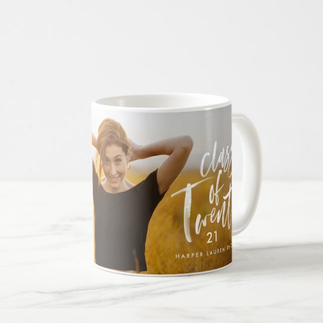Moderne Aquarelltypografie Graduate Foto invita Kaffeetasse (VorderseiteRechts)
