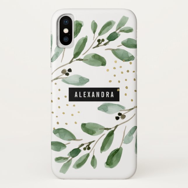 Moderne Aquarellwiesen und Gold Case-Mate iPhone Hülle (Rückseite)
