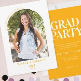 Moderne Arch Foto Golden Yellow Graduation Party Einladung