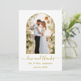 Moderne Arch Frame Liebe und dank Goldene Hochzeit Dankeskarte