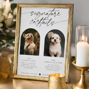 Moderne Arch Hochzeit Signature Cocktails Haustier Poster