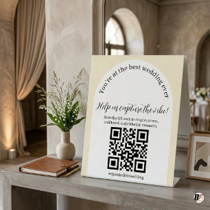 Moderne Arch-Hochzeitsfoto-Sharing-QR-Code-Tabelle Sockelschild