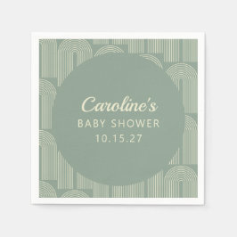 Moderne Arch Line Art Sage Green Baby Dusche nach  Serviette