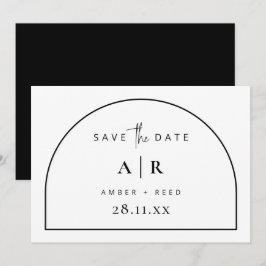 Moderne Arch Minimal Hochzeit Schwarz & Weiß Save The Date
