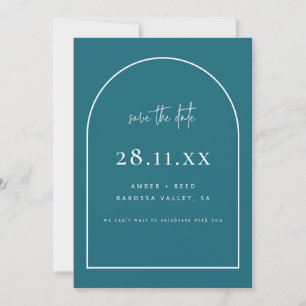 Moderne Arch Retro Minimalistisch Aquamarin grün Save The Date