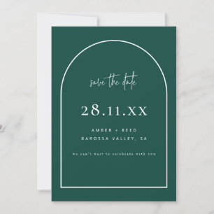 Moderne Arch Retro Minimalistisch Emerald Green  Save The Date