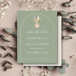 Moderne Arch Sage Green Wedding Save the Date Card