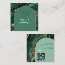 Moderne Arch Smaragdgrün und Gold Qr Code Marmor