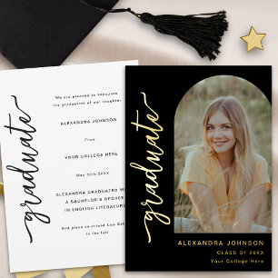 Moderne Architektur Foto Elegante Gold Schrift Gra Folieneinladung