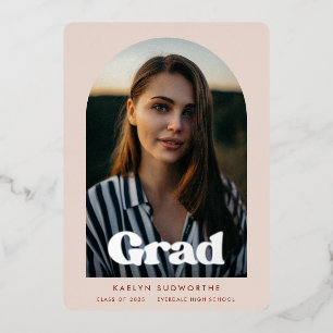 Moderne Architektur Foto Graduation Party Silver Folieneinladung