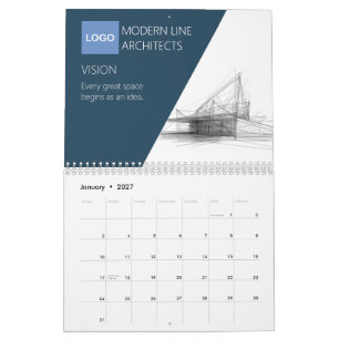Moderne Architektur Navy und weißer minimalistisch Kalender