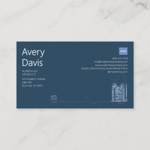Moderne Architektur Navy & White Minimalistischer  Visitenkarte