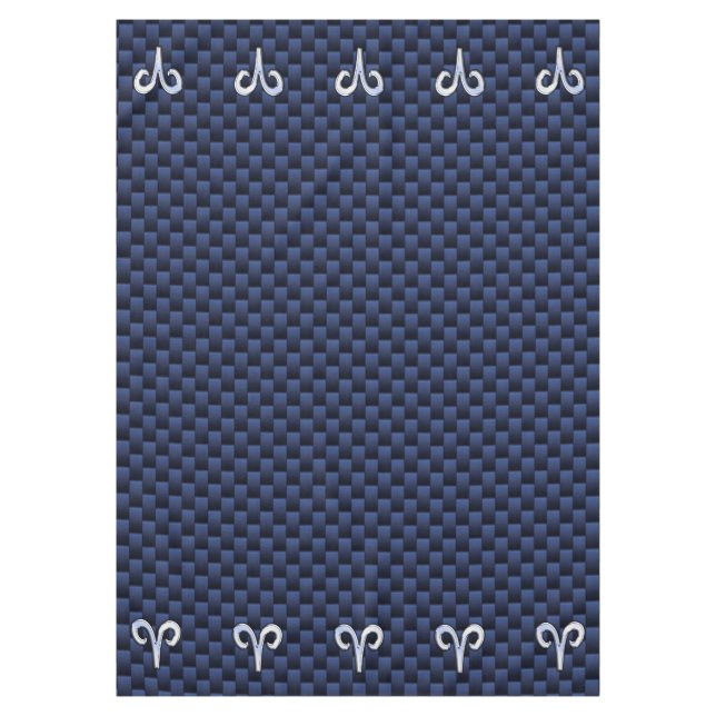 Moderne Aries Zodiac Sign Blue Carbon Fibre Dekor Tischdecke (Vorderseite)