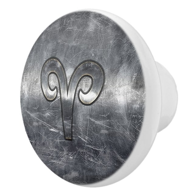 Moderne Aries Zodiac Signing Grunge Not Style Keramikknauf (Rechts)