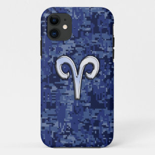 Moderne Aries Zodiac Symbol Navy Blue Digital Camo Case-Mate iPhone Hülle