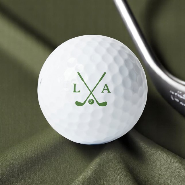 Moderne armeengrüne Golfer-Initialen für Clubs und Golfball (Von Creator hochgeladen)