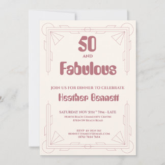 Moderne Art Deco 50 und Fantastischer Geburtstag Einladung