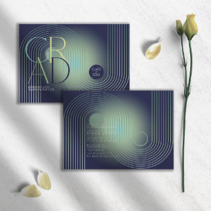 Moderne Art Deco Geometric Abschluss Navy ID906