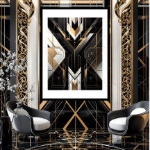 Moderne Art Deco Geometrie Gold schwarz weiß
