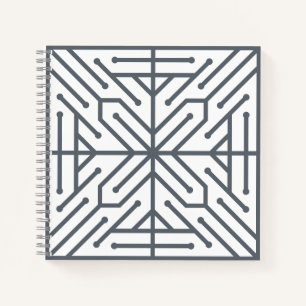 Moderne Art Deco geometrische Tech-Schaltkreismust Notizbuch
