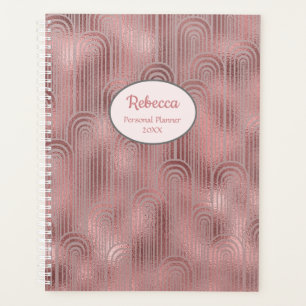 Moderne Art Deco Glam Rose Persönlicher Name Plane Planer