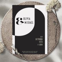 Moderne Art Deco Hochzeit Schwarz-weiß