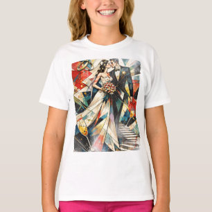 Moderne Art Deco-Hochzeitspaar-Illustration T-Shirt