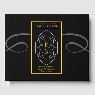 Moderne Art Deco Monogramm-Hochzeit Gästebuch