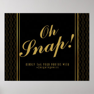Moderne Art Deco Oh-Schnapp-Hochzeitsschild Hashta Poster