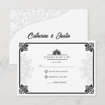 Moderne Art Deco Pfau Schwarz-Weiß Hochzeit