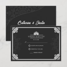 Moderne Art Deco Pfau Weiß und Schwarz Hochzeit