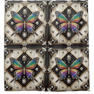 Moderne Art Deco Regenbogen Schmetterling Duschvorhang