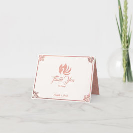 Moderne Art Deco Rosa Swan Hochzeit eingeklappt Dankeskarte