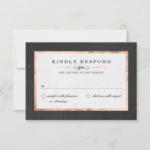 Moderne Art Deco Rose Gold & Black RSVP Cards