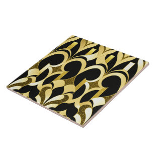 Moderne Art Deco Schwarze Sammlung Fliese