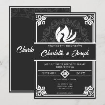 Moderne Art Deco Swan White and Black Wedding