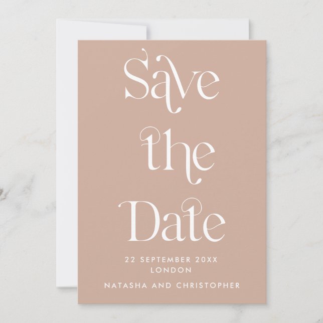 Moderne Art Deco Typografie Earth Tone Foto Save The Date (Vorderseite)